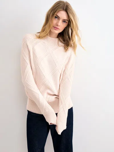 Phase Eight Tara Mock-neck Diamond Cable Knit Jumper In Neutral