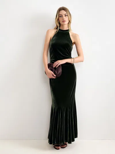 Phase Eight Theodora Velvet Maxi Dress In Green