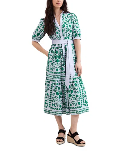 Phase Eight Trinity Heart And Floral Midi Shirt Dress In Blue