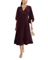 Phase Eight Womens Burgundy Vera V-neck Long-sleeve Midi Dress In Purple