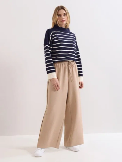 Phase Eight Wide Leg Stripe Detail Skye Trousers In Brown