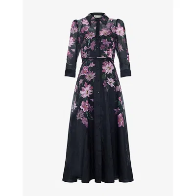 Phase Eight Womens Anabelle Floral Woven Midi Dress Black Multi