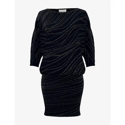 Phase Eight Womens Becca Metallic Zebra-print Woven Mini Dress Black