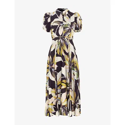 Phase Eight Womens Bella Floral-print Midi Shirt Dress Black Multi