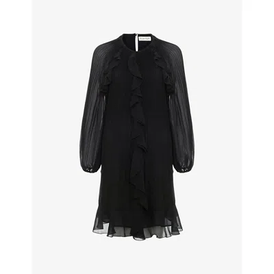 PHASE EIGHT WOMENS BLACK LAYLA PLEATED WOVEN MINI DRESS