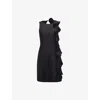 Phase Eight Womens Black Lois Ruffle-embellished Woven Mini Dress In Black