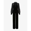 Phase Eight Womens Black Magie Tie-neck Long-sleeve Woven Jumpsuit In Black