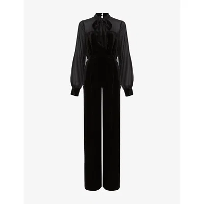 Phase Eight Womens Black Magie Tie-neck Long-sleeve Woven Jumpsuit