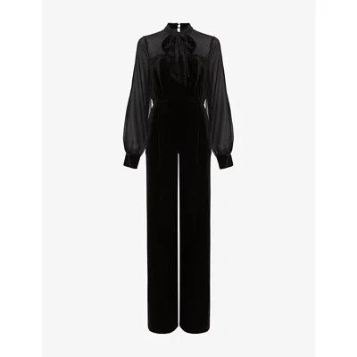 Phase Eight Womens Black Magie Tie-neck Long-sleeve Woven Jumpsuit
