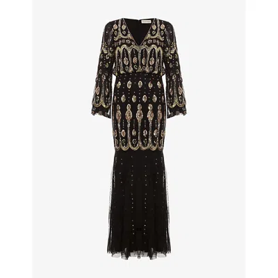 Phase Eight Womens Black Sasha Sequin-embellished Woven Maxi Dress