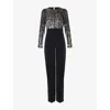 Phase Eight Womens Shio Sequin-embellished Long-sleeve Stretch-woven Jumpsuit Black In Black