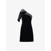 Phase Eight Womens Black Sofia Bow-embellished Velvet Mini Dress In Black