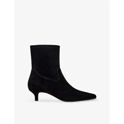 Phase Eight Womens Black Suede Kitten-heel Ankle Boots Eur 36 / 3 Uk