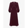 Phase Eight Womens Burgundy Vera V-neck Long-sleeve Midi Dress In Burgundy
