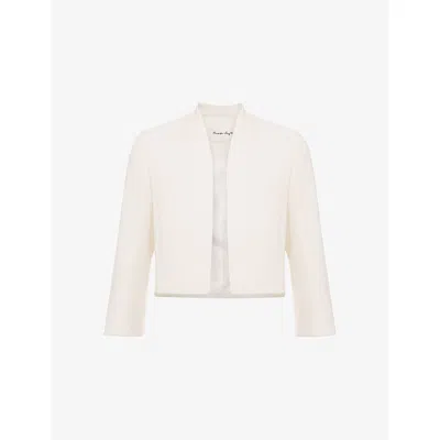 Phase Eight Womens Cream Catherine Cropped Stretch-woven Jacket In White