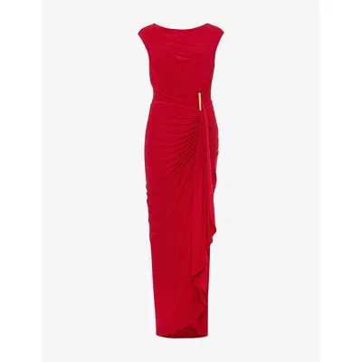 Phase Eight Womens Scarlet Donna Draped Stretch-woven Maxi Dress In Red