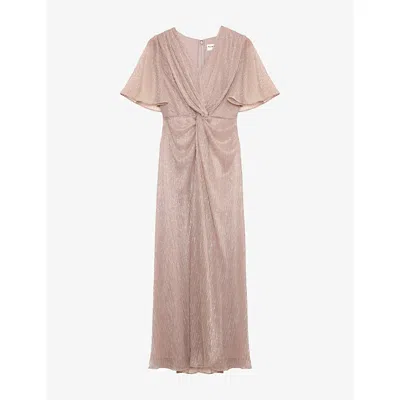Phase Eight Womens Dorinda Metallic Woven Maxi Dress In Pink