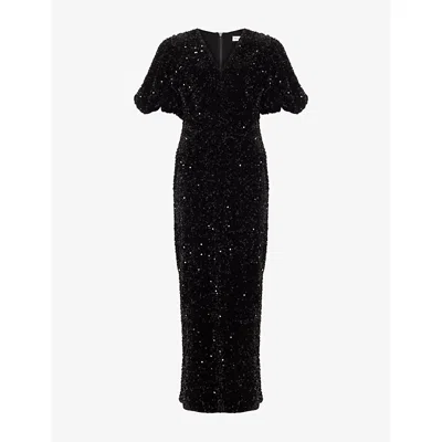 Phase Eight Womens Elaina Sequin-embellished Woven Maxi Dress Black