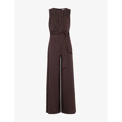 Phase Eight Womens Janine Spot-print Woven Jumpsuit Brown