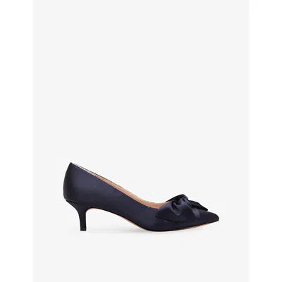 Phase Eight Womens Knot-front Heeled Satin Pumps Navy Eur 38/5 Uk
