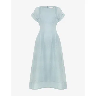 Phase Eight Womens Laya Textured Woven Midi Dress Pale Blue