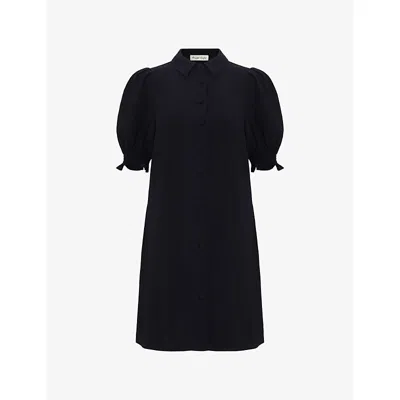 Phase Eight Womens Navy Candice Scallop-trim Woven Mini Dress In Blue