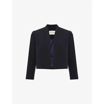 Phase Eight Womens Navy Catherine Cropped Stretch-woven Jacket In Blue