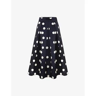 Phase Eight Womens  Celeste Polka-dot Woven Midi Skirt In Black