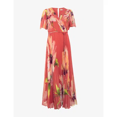 Phase Eight Womens Orange Abigail Floral-print Woven Maxi Dress