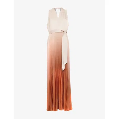 Phase Eight Womens Orange Sloane Pleated Woven Maxi Dress In Multi