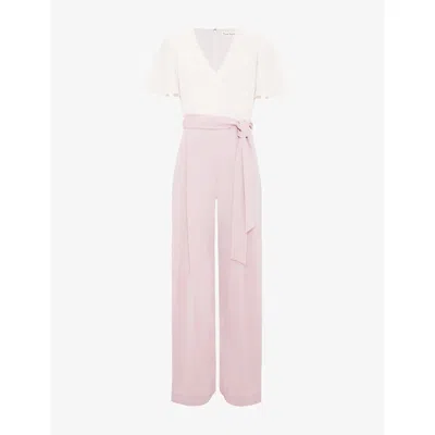 Phase Eight Womens Pale Pink Kallie V-neck Woven Jumpsuit