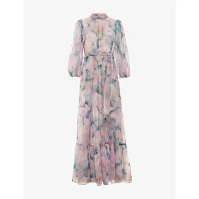 Phase Eight Womens Pale Pink Liyah Floral-print Woven Maxi Dress In Multi