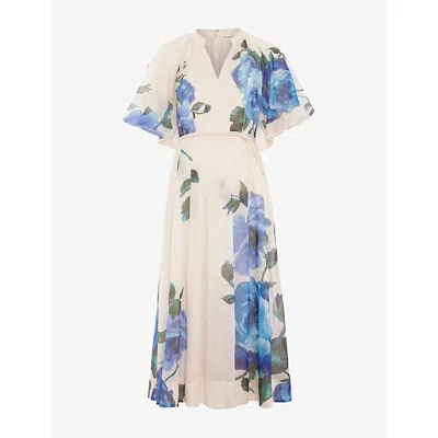 Phase Eight Womens Cream Adeline Petite Floral-print Woven Midi Dress In Multi