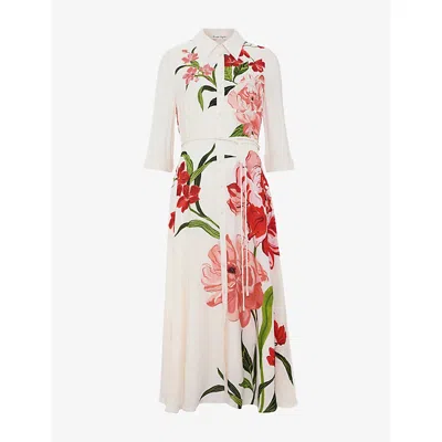 Phase Eight Womens  Annabella Floral-print Woven Midi Dress In Ivory