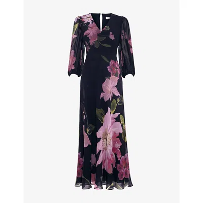 Phase Eight Womens  Betty Floral-print Long-sleeve Woven Maxi Dress In Black