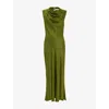 Phase Eight Womens Green Hallie Cowl-neck Satin Midi Dress In Green