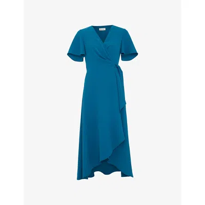 Phase Eight Womens Blue Julissa Wrap-front Woven Midi Dress