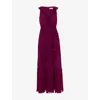 Phase Eight Womens Burgundy Klana Ruffle-trim Sleeveless Woven Maxi Dress In Burgundy