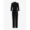 Phase Eight Womens Black Kylie Petite Lapel-collar Long-sleeve Woven Jumpsit In Black