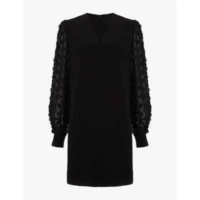 Phase Eight Womens  Laura Textured-sleeve Woven Mini Dress In Black