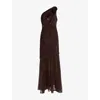 Phase Eight Womens Brown Lola Sequin Asymmetric Woven Midi Dress In Brown