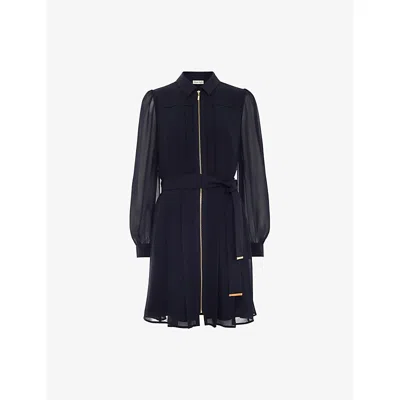 Phase Eight Womens Navy Lottie Belted Woven Mini Dress In Blue