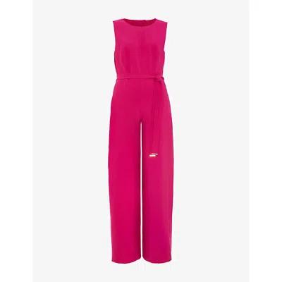 Phase Eight Womens Fuchsia Marta Belted-waist Woven Jumpsuit In Pink