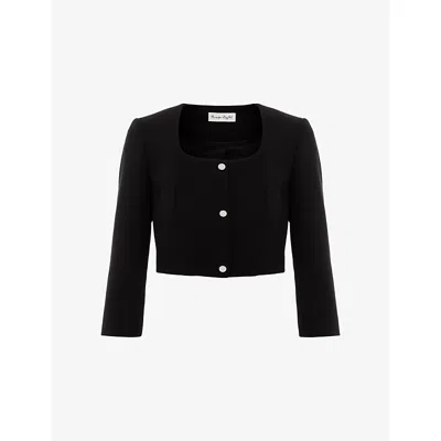 Phase Eight Womens  Miranda Cropped Woven Jacket In Black