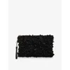 Phase Eight Womens Black Petal Textured Woven Clutch Bag In Black