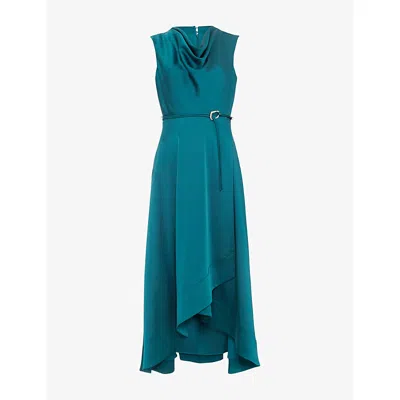 Phase Eight Womens  Sabrianna Cowl-neck Satin Midi Dress In Blue