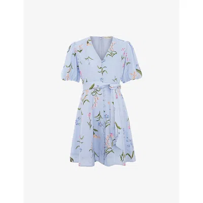 Phase Eight Womens Blue Velma Floral-print Cotton Mini Dress In Multi