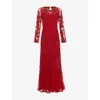 Phase Eight Womens Red Phoenix Long-sleeved Lace Maxi Dress In Red
