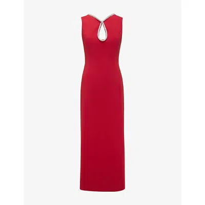 Phase Eight Womens Red Milia Diamante-embellished Stretch-woven Maxi Dress