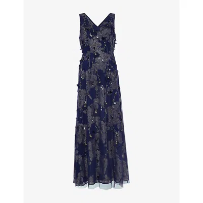 Phase Eight Womens Romita Embellished Woven Maxi Dress Blue